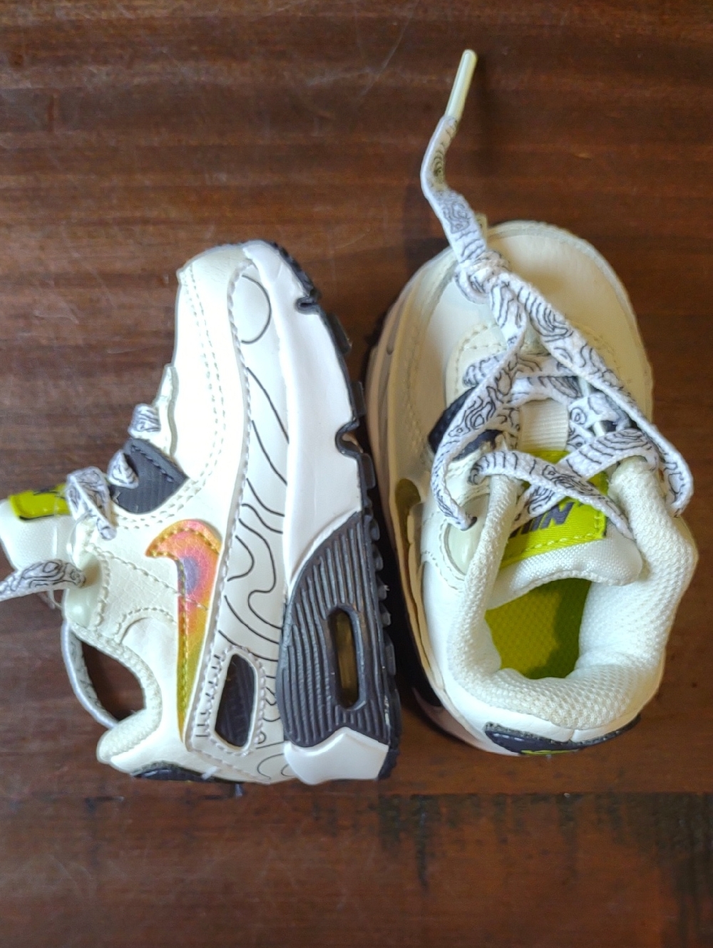Nike Kids White Sneakers with Yellow and Black Accents